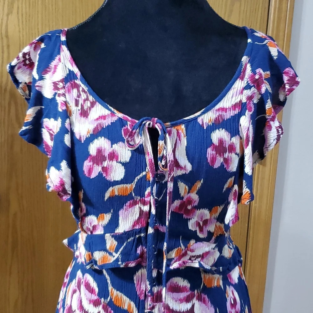 Band of gypsies floral ruffled button down maxi dress - Picture 2 of 10